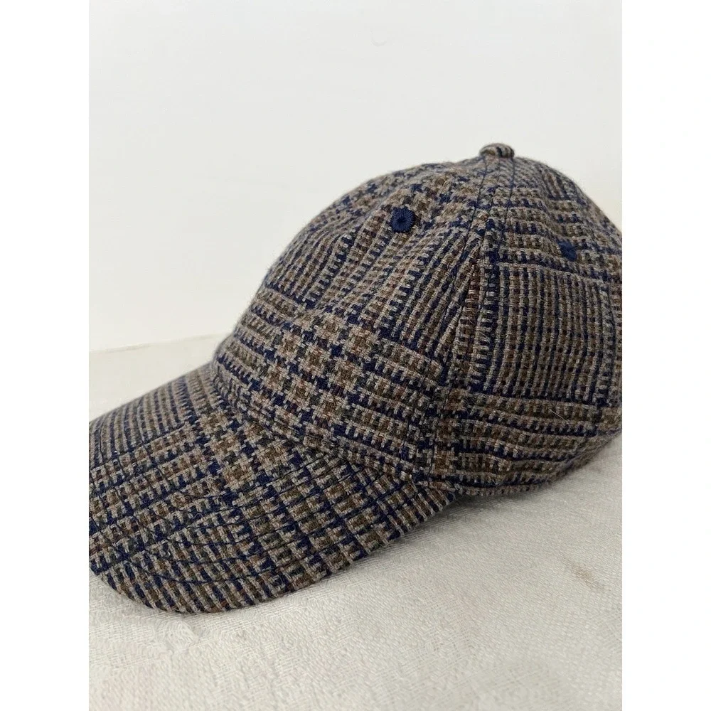 NEW Madewell Plaid TWEED knit Baseball Cap Wool Blend Brown Ralph Lauren Style